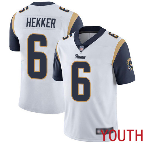 Los Angeles Rams Limited White Youth Johnny Hekker Road Jersey NFL Football #6 Vapor Untouchable->youth nfl jersey->Youth Jersey